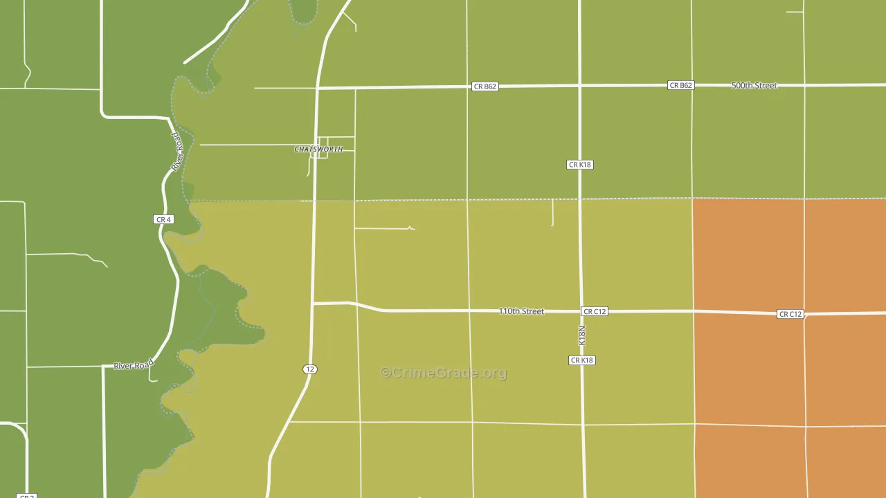 Chatsworth, IA Map of Theft Rates