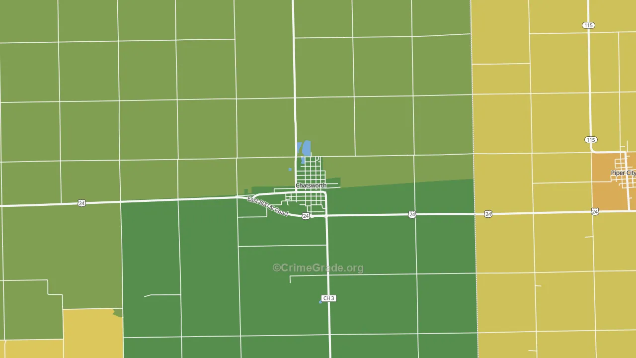 Chatsworth, IL Map of Theft Rates