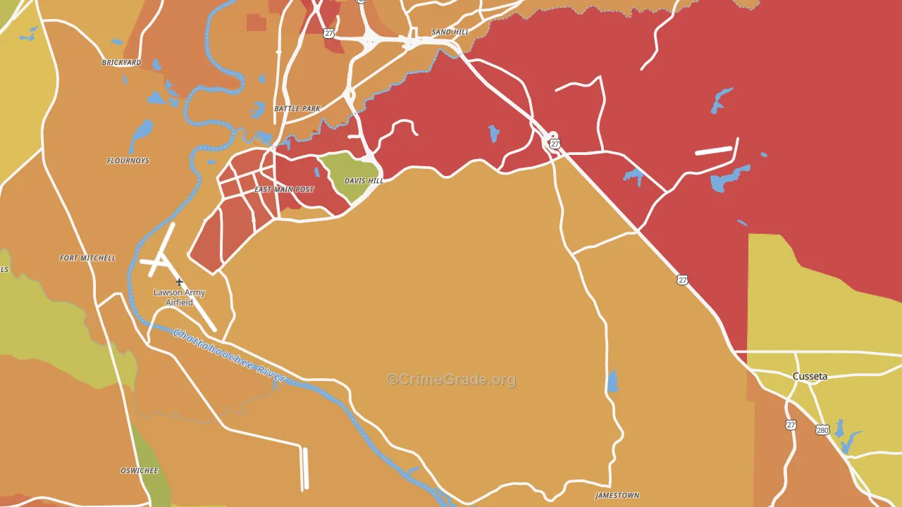 Chattahoochee County, GA Map of Theft Rates