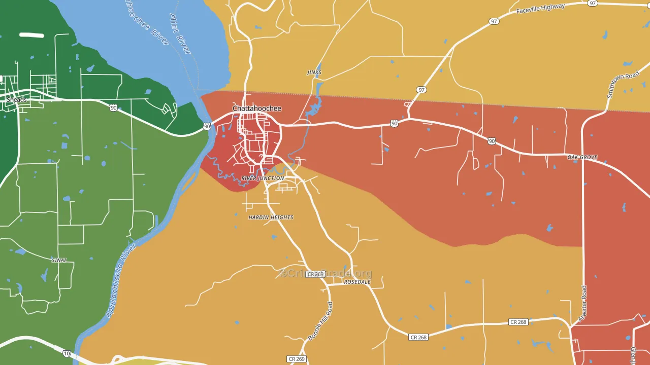 Chattahoochee, FL Map of Theft Rates