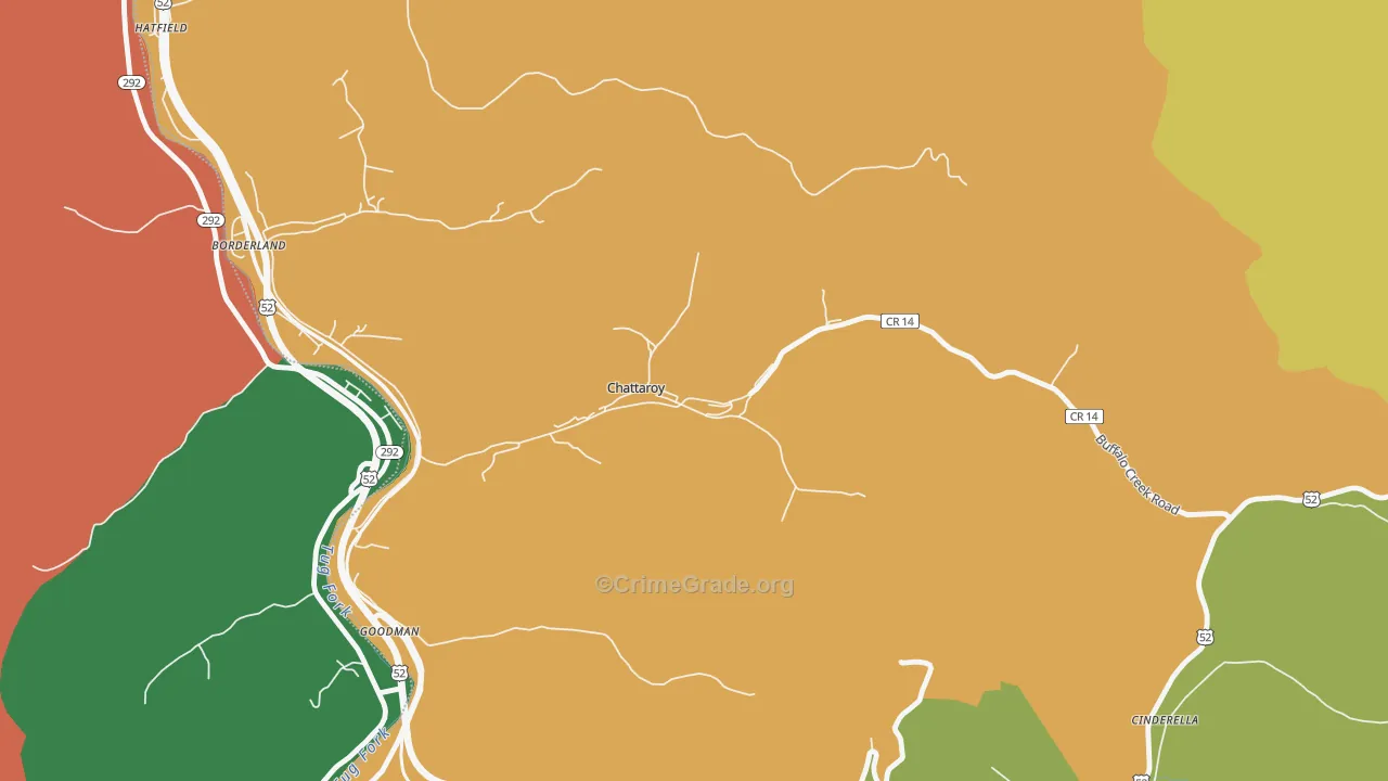 Chattaroy, WV Map of Theft Rates