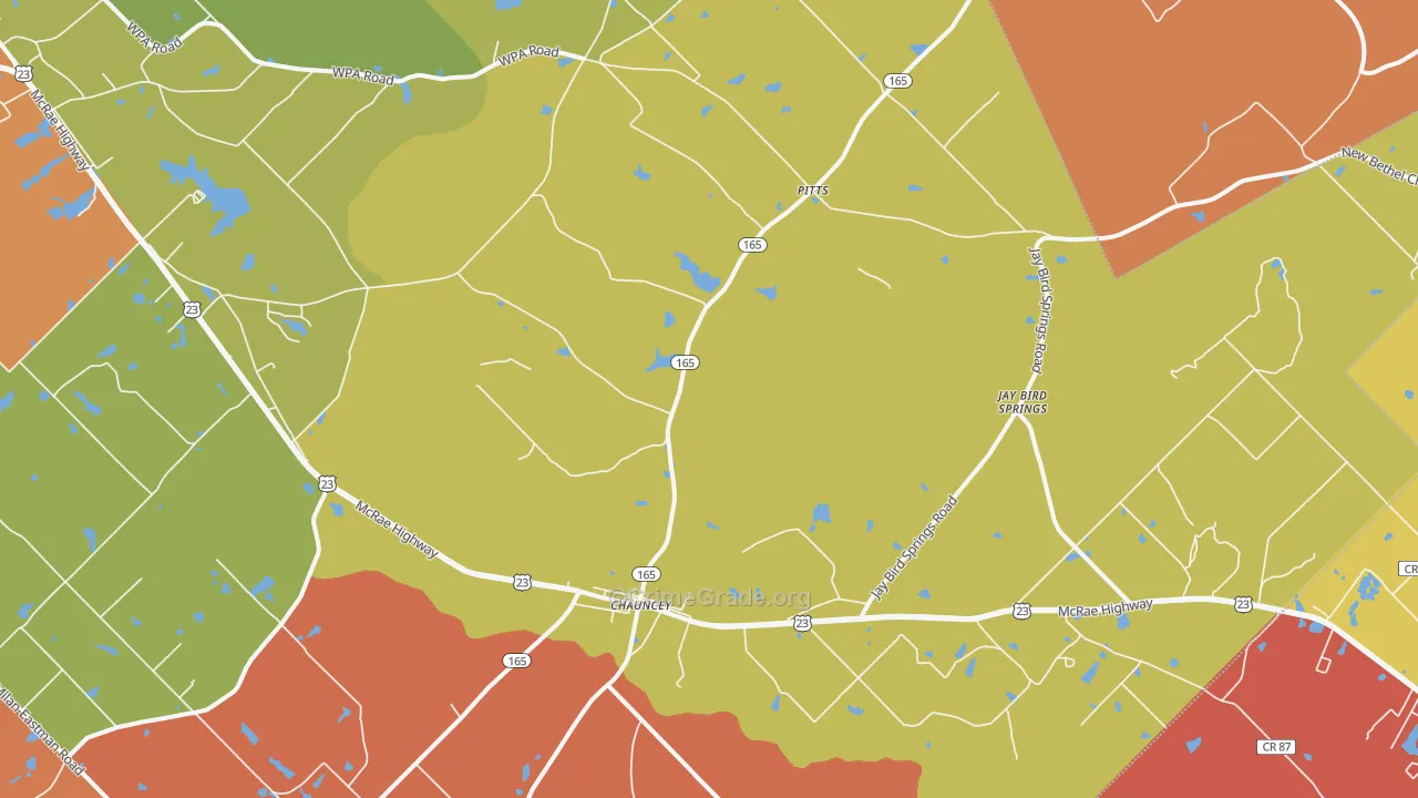 Chauncey, GA Map of Theft Rates