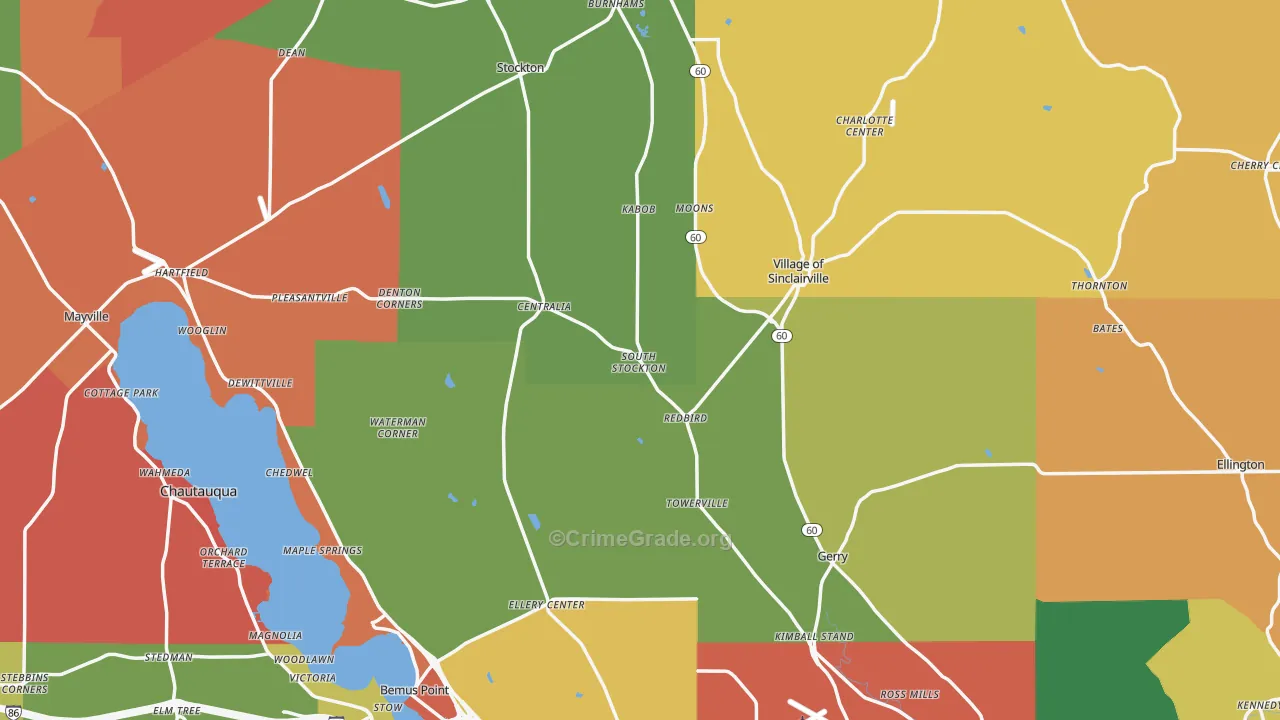 Chautauqua County, NY Map of Theft Rates