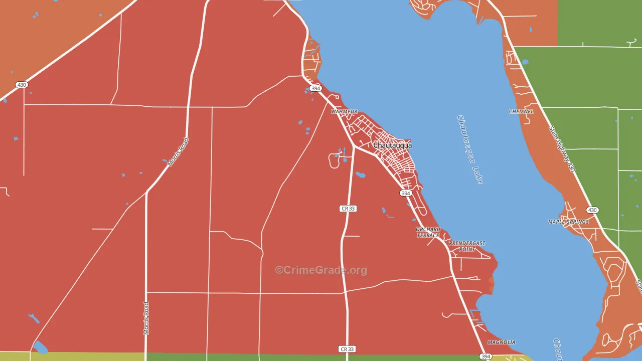 Chautauqua, NY Map of Theft Rates