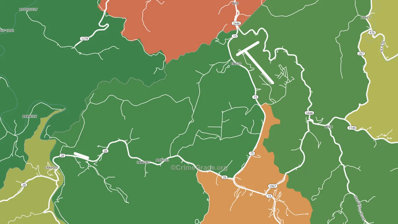 Chavies, KY Map of Theft Rates