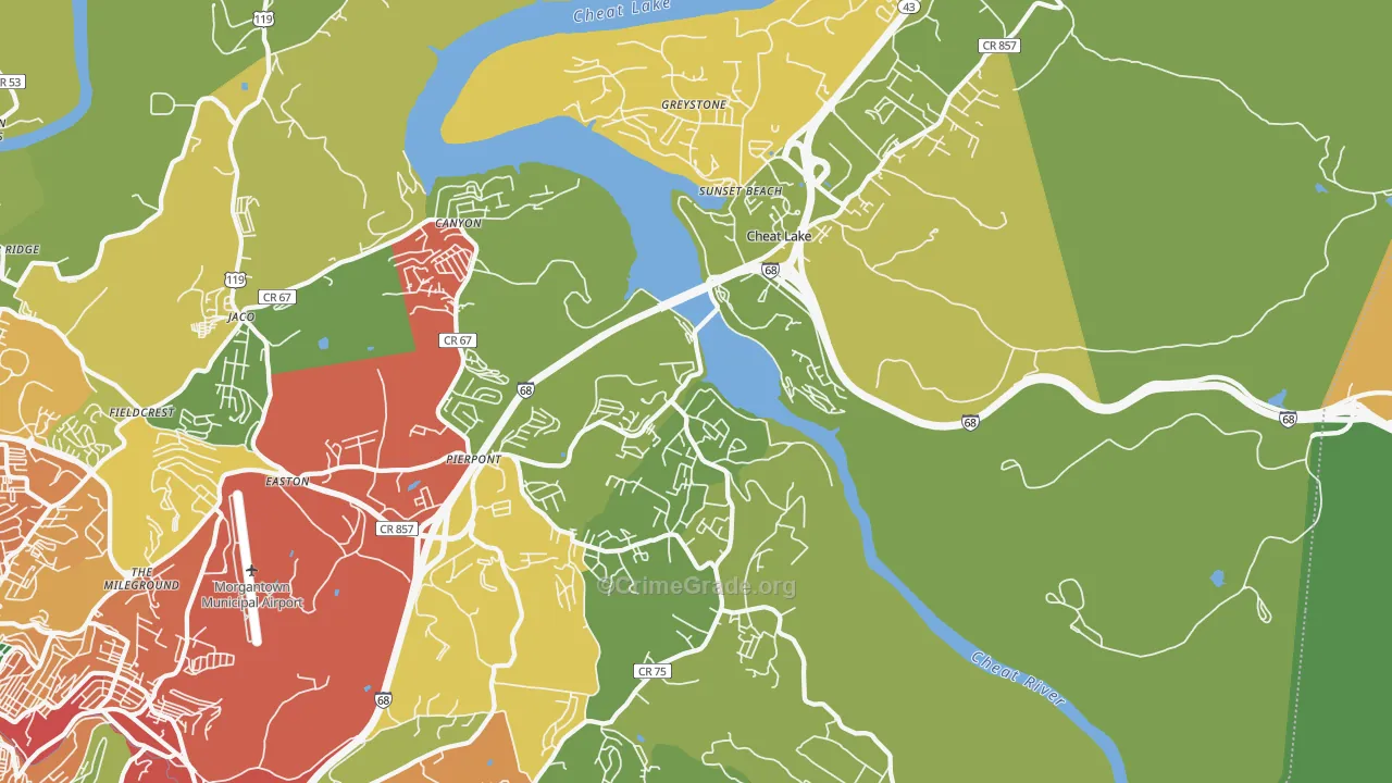 Cheat Lake, WV Map of Theft Rates
