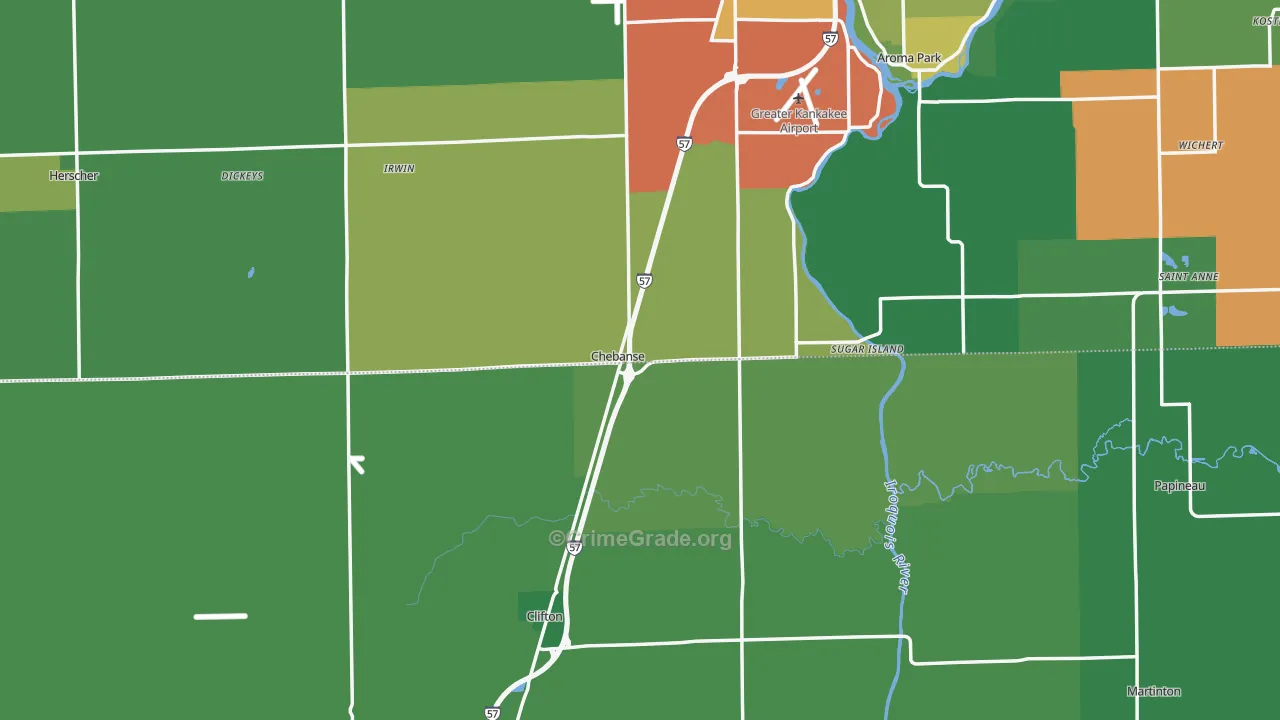 Chebanse, IL Map of Theft Rates