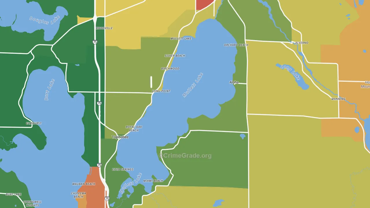 Cheboygan County, MI Map of Theft Rates