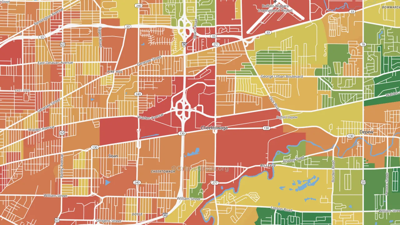 Cheektowaga, NY Map of Theft Rates