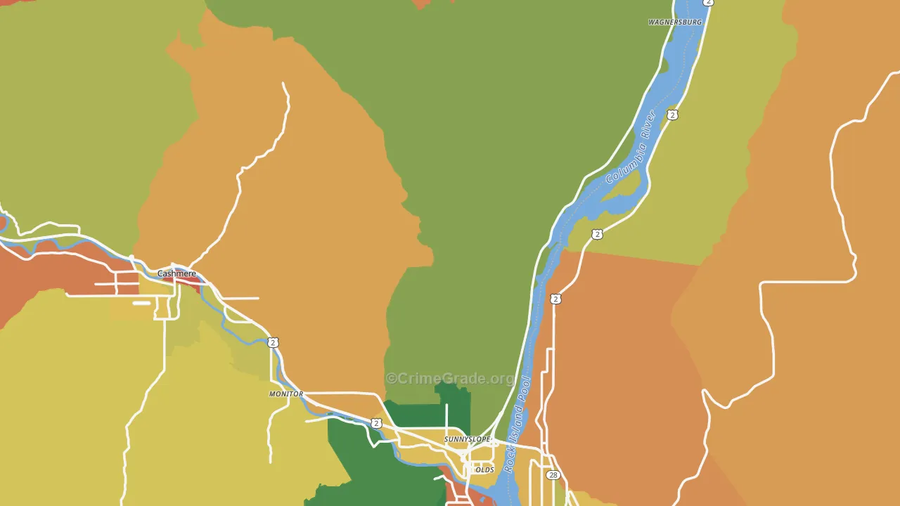 Chelan County, WA Map of Theft Rates