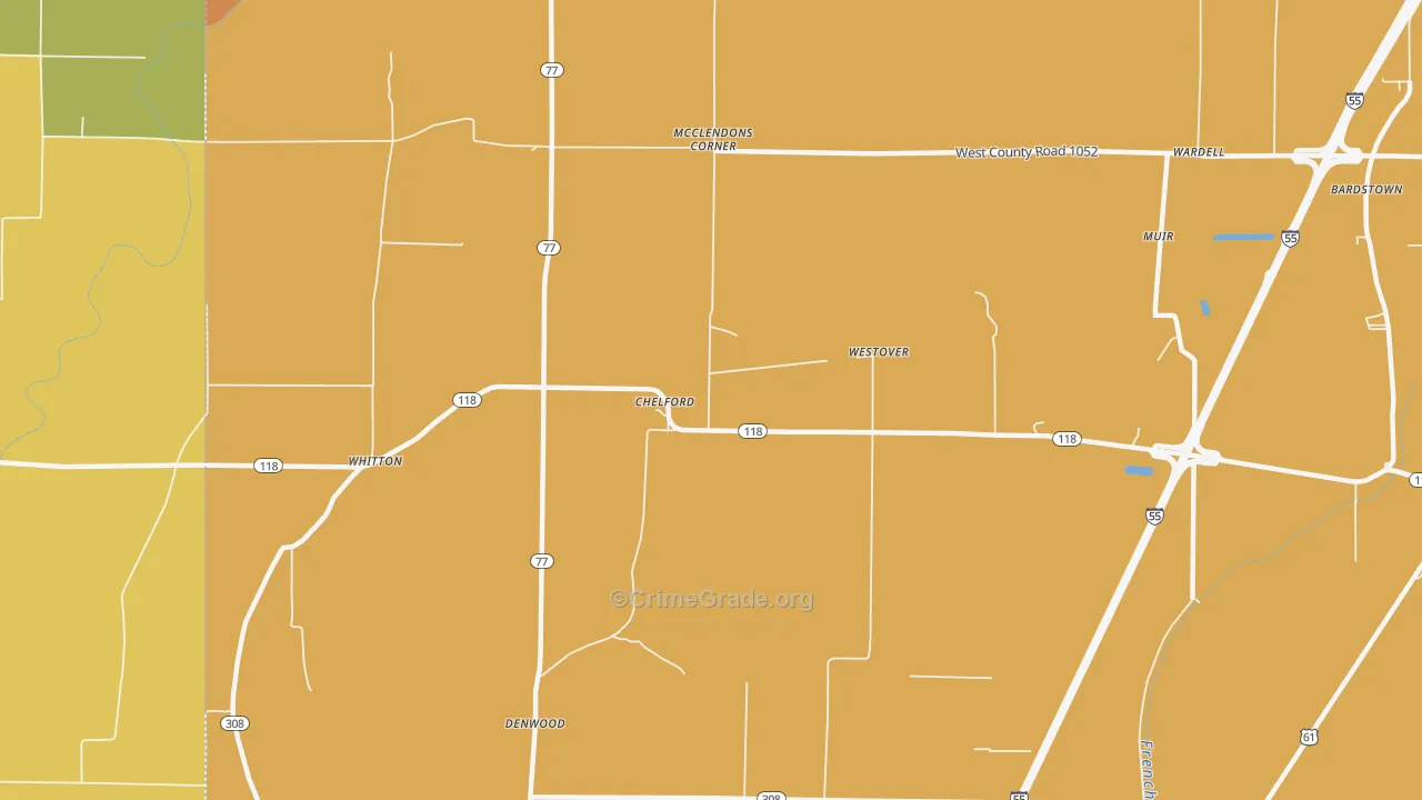 Chelford, AR Map of Theft Rates