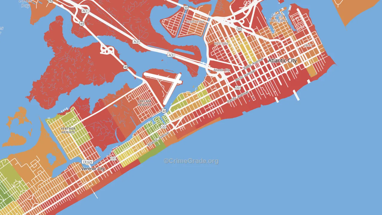 Chelsea, Atlantic City, NJ Map of Theft Rates