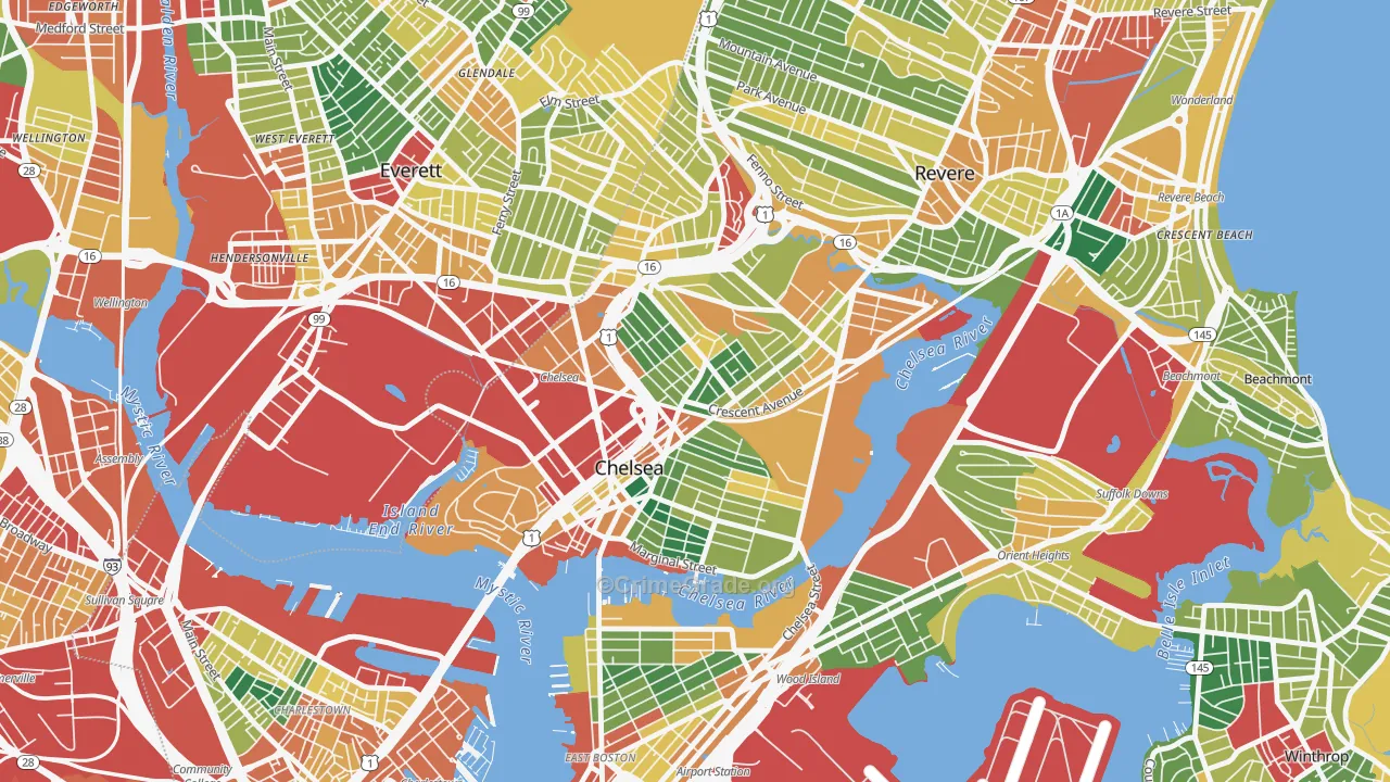 Chelsea, MA Map of Theft Rates