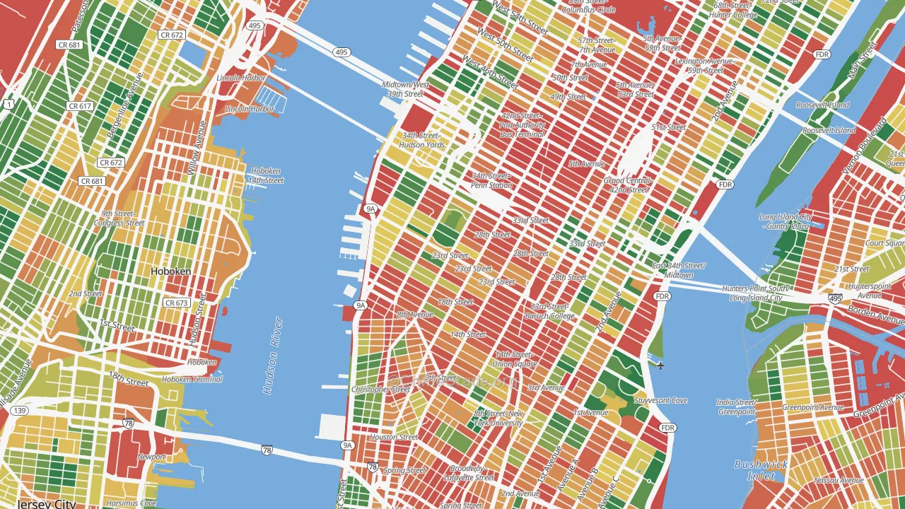 Chelsea, Manhattan, NY Map of Theft Rates