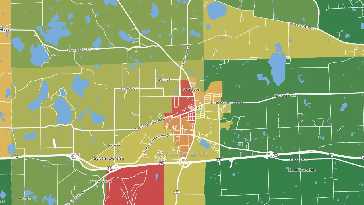 Chelsea, MI Map of Theft Rates