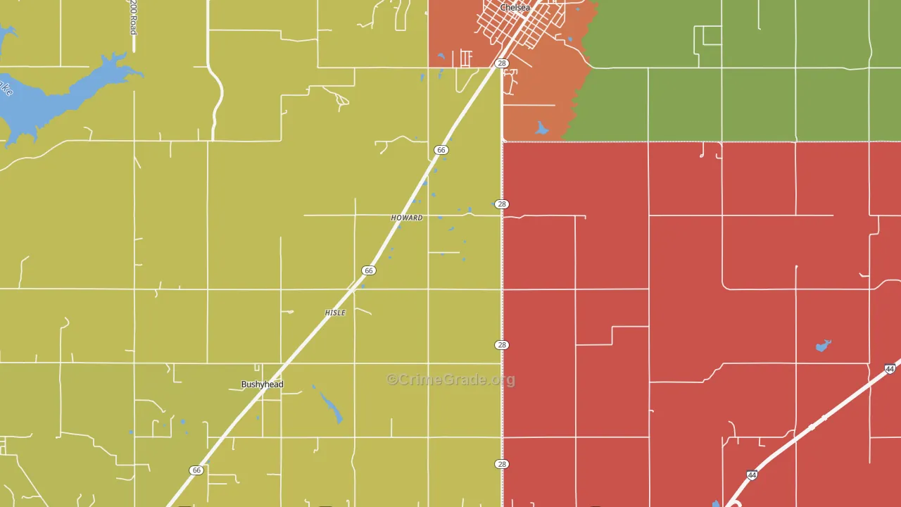 Chelsea, OK Map of Theft Rates