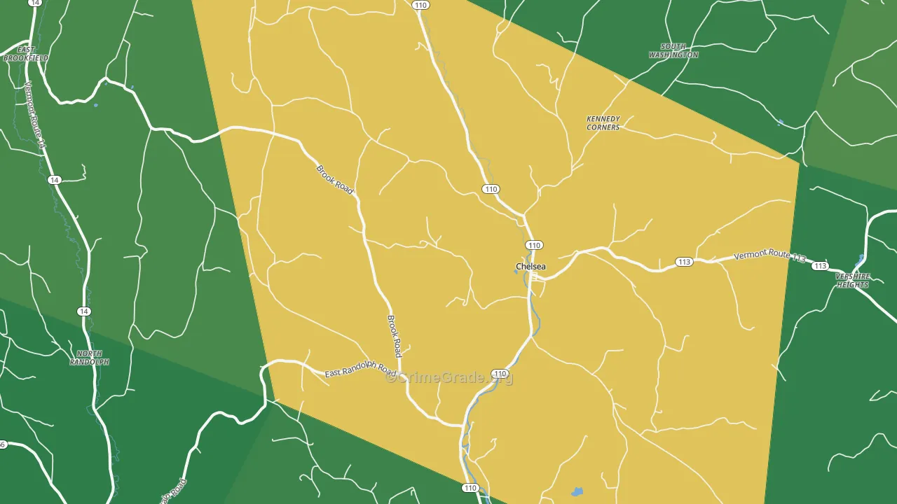 Chelsea, VT Map of Theft Rates