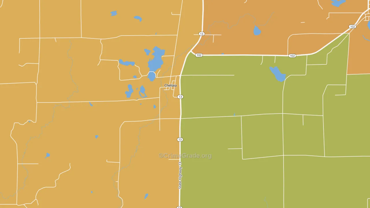 Chelsea, WI Map of Theft Rates