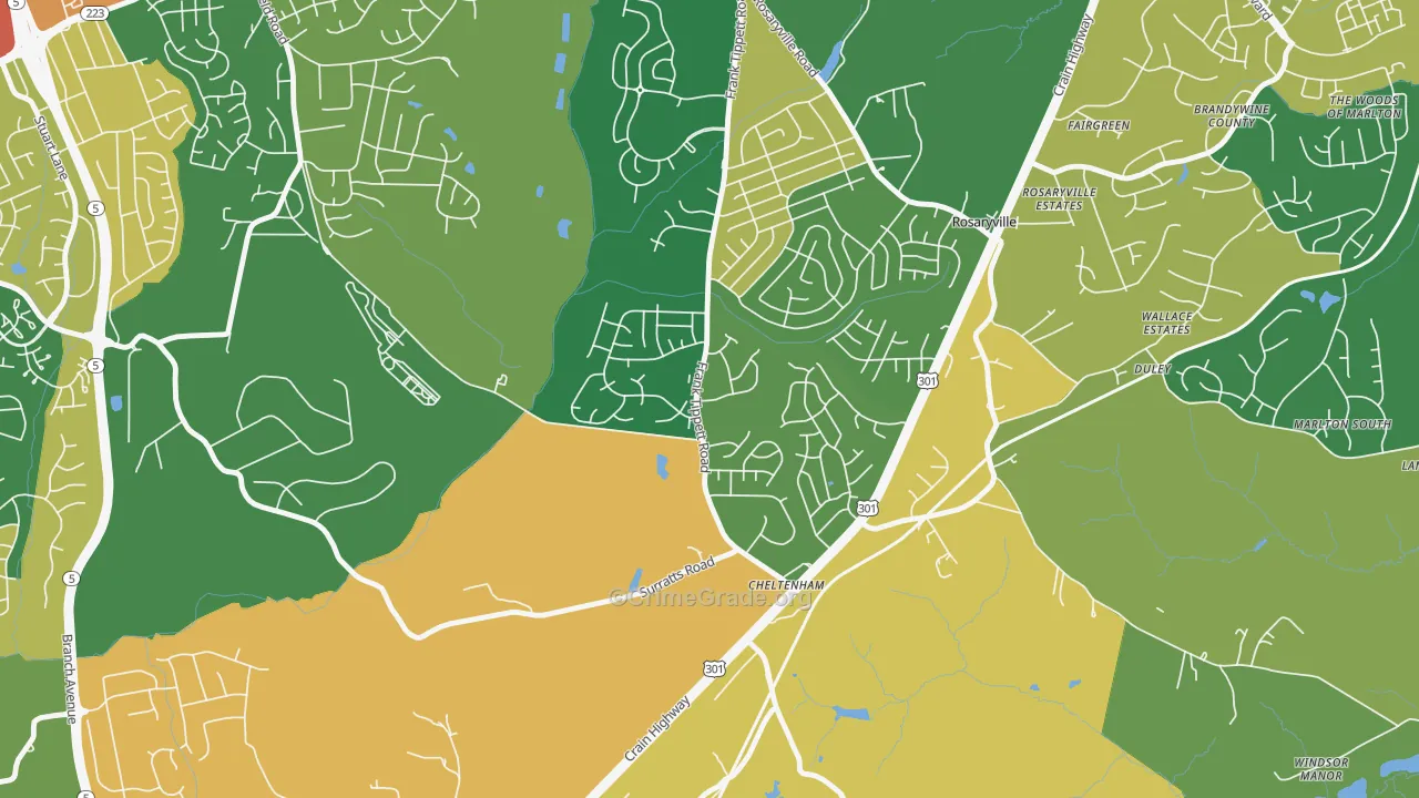 Cheltenham, MD Map of Theft Rates