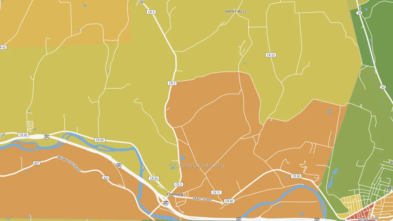 Chemung, NY Map of Theft Rates