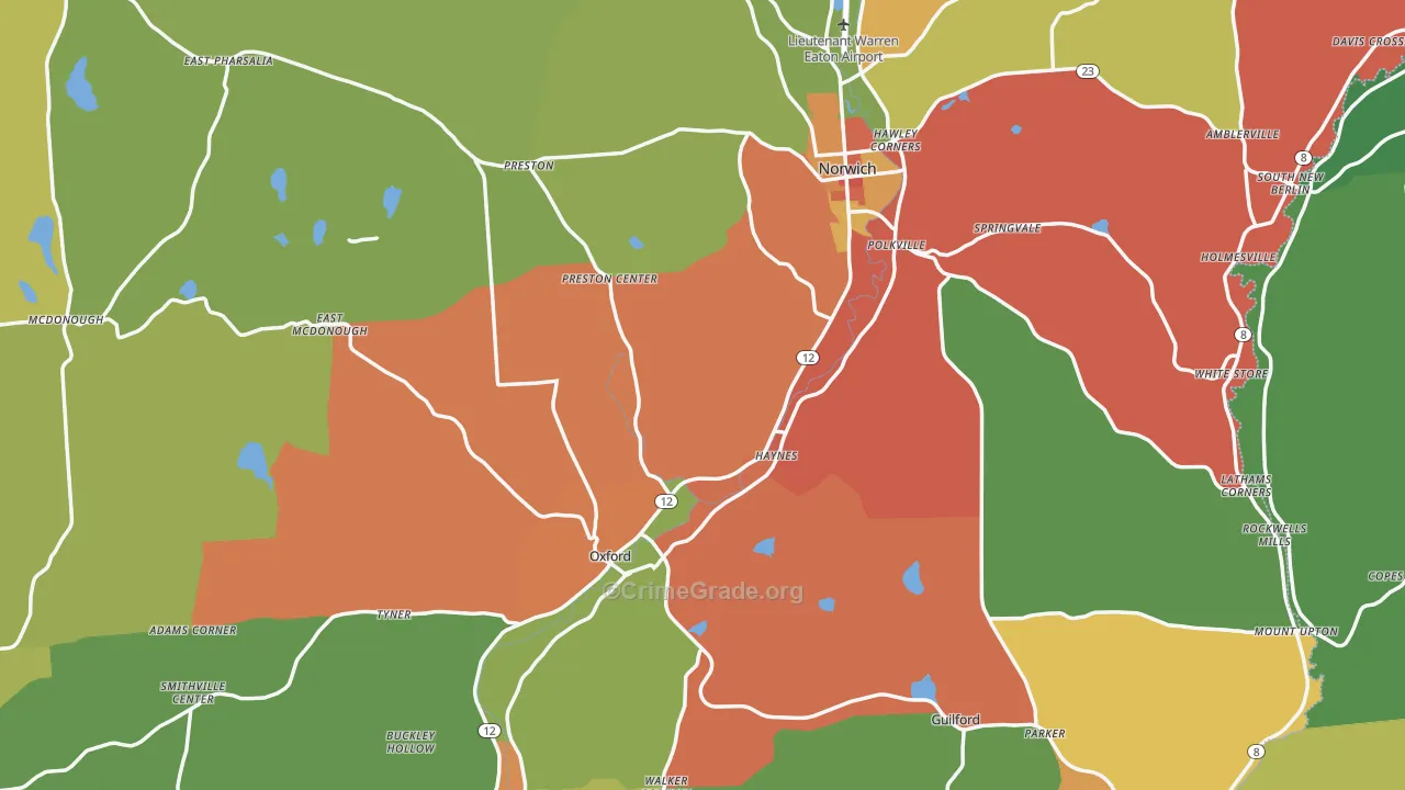 Chenango County, NY Map of Theft Rates