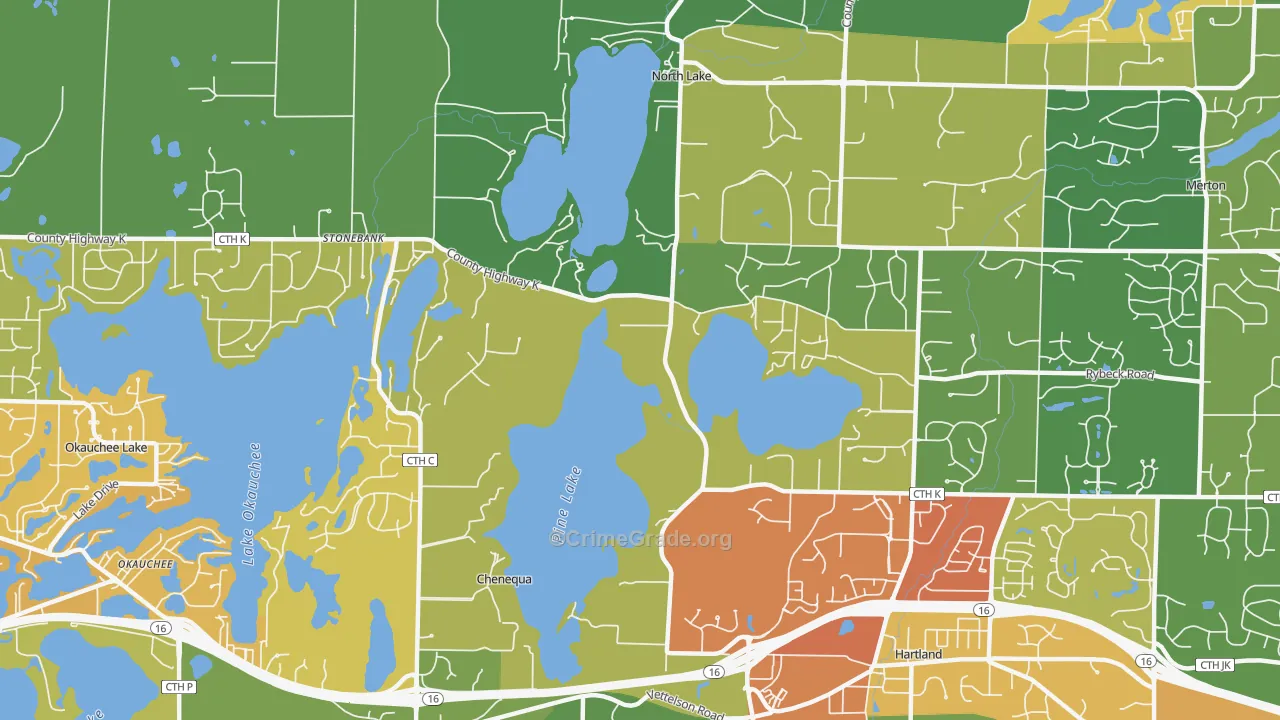 Chenequa, WI Map of Theft Rates