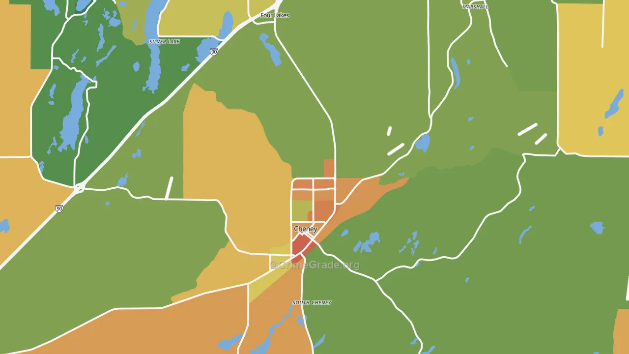 Cheney, WA Map of Theft Rates