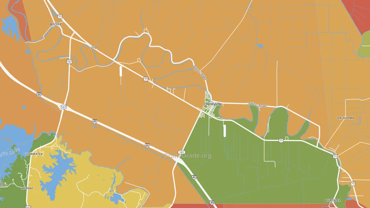 Cheneyville, LA Map of Theft Rates
