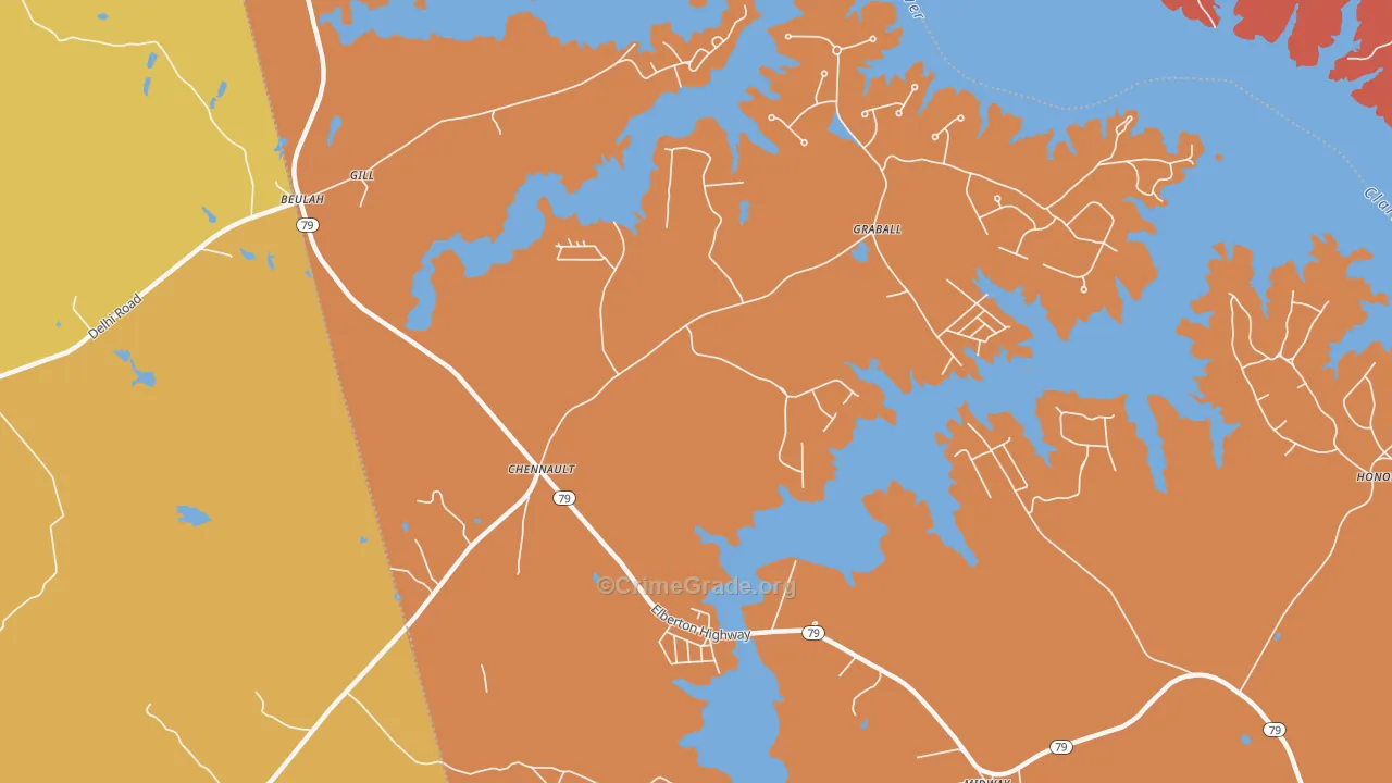 Chennault, GA Map of Theft Rates
