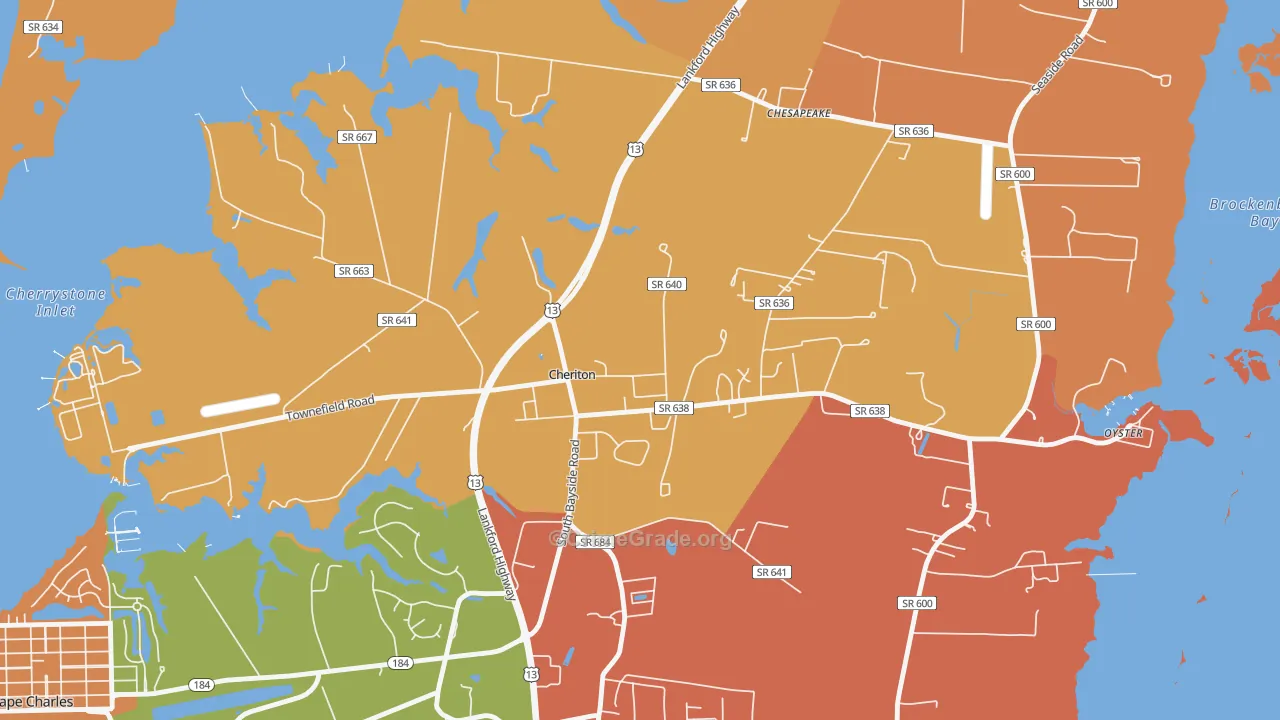 Cheriton, VA Map of Theft Rates