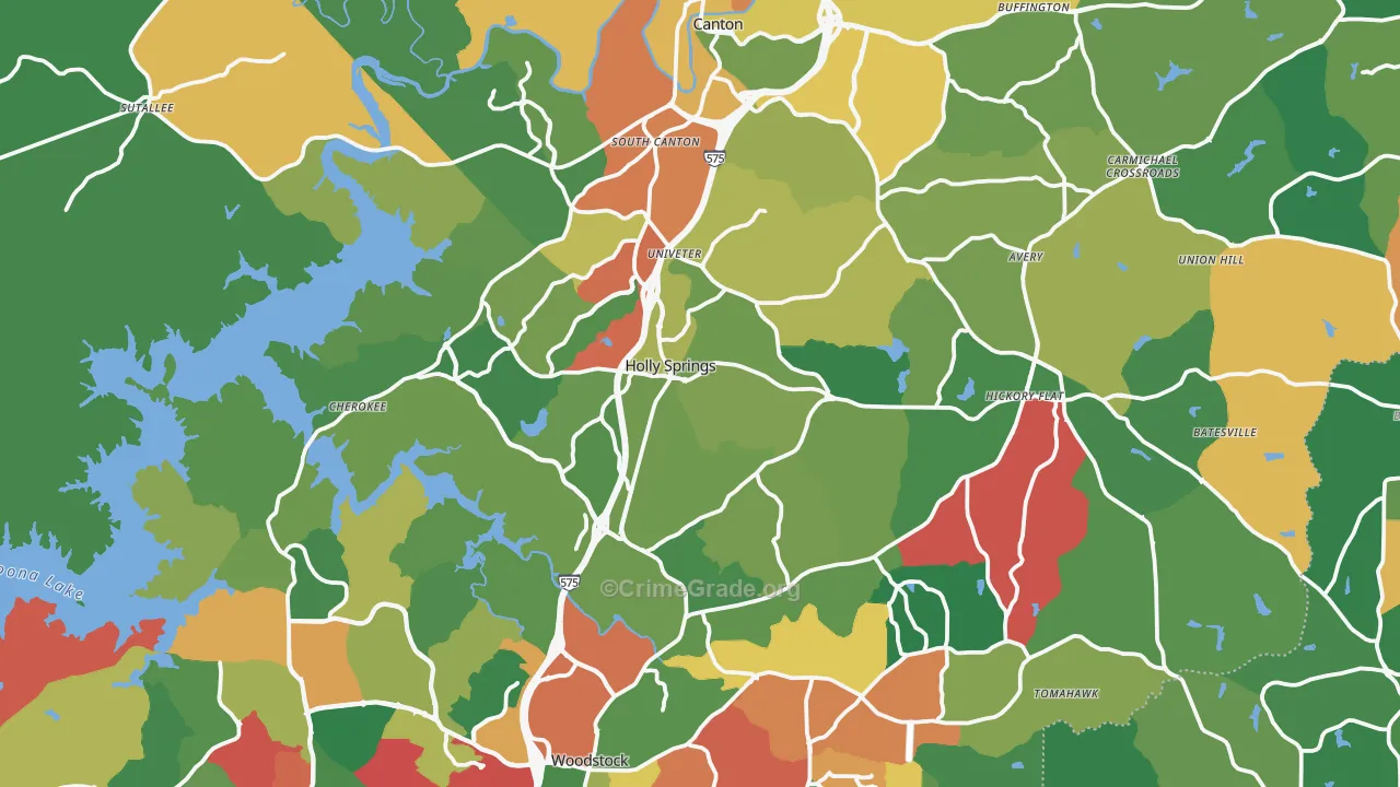 Cherokee County, GA Map of Theft Rates