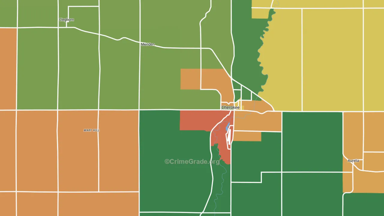 Cherokee County, IA Map of Theft Rates