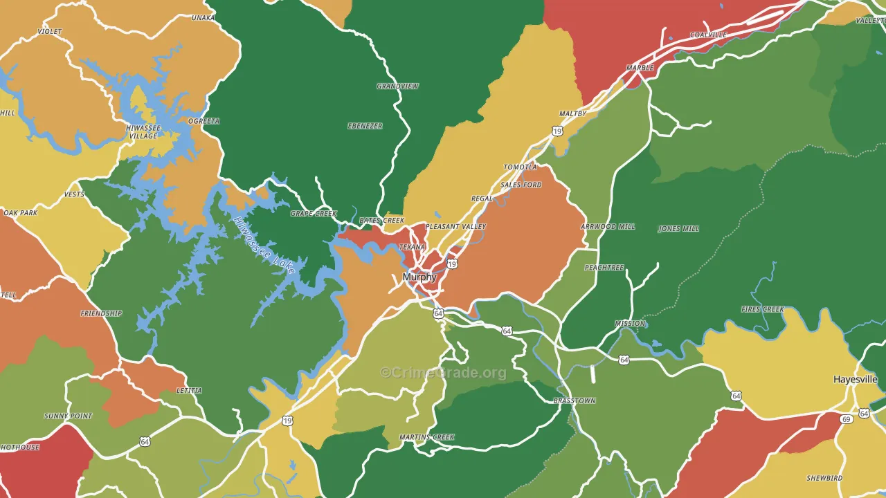Cherokee County, NC Map of Theft Rates