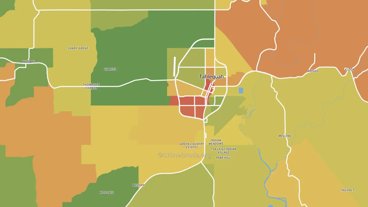 Cherokee County, OK Map of Theft Rates
