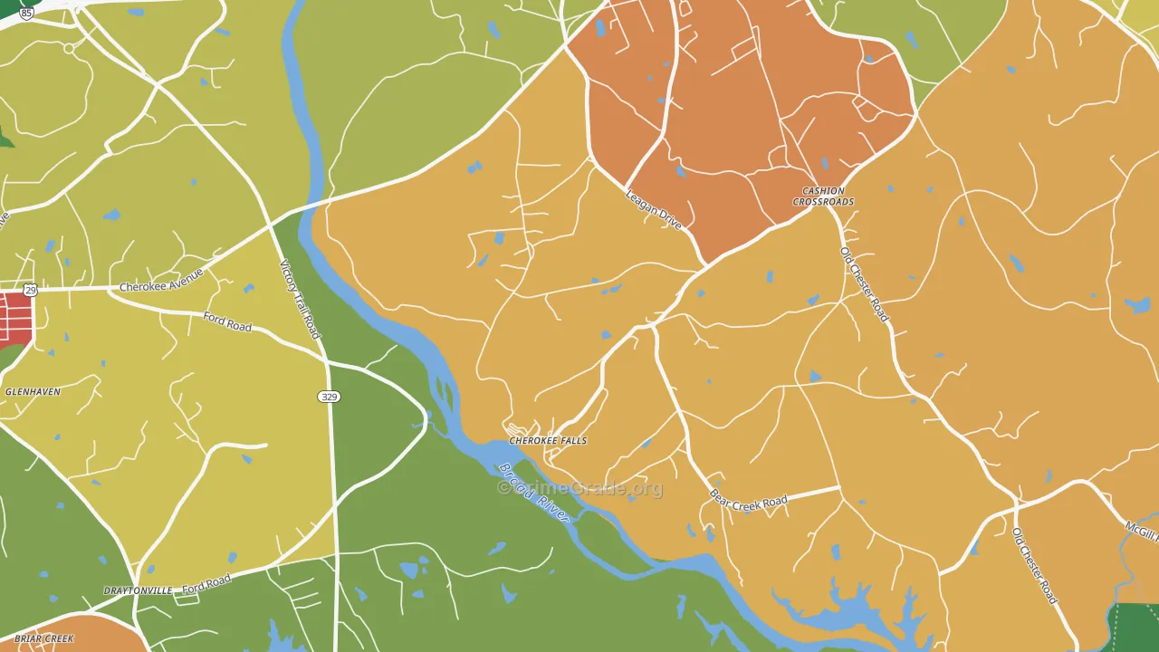Cherokee Falls, SC Map of Theft Rates