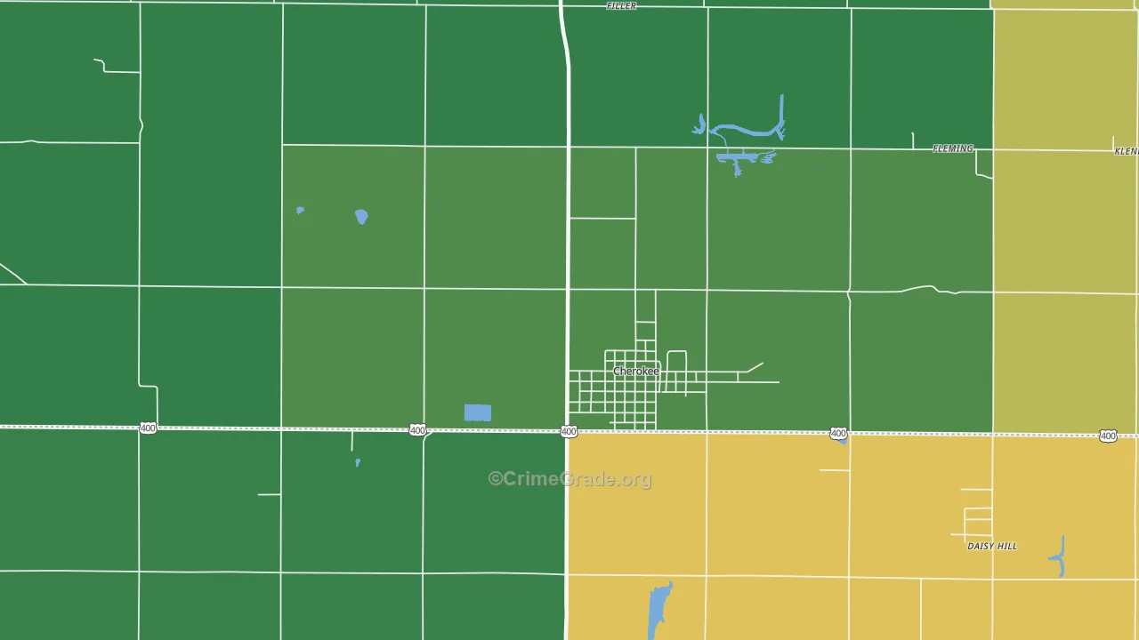 Cherokee, KS Map of Theft Rates