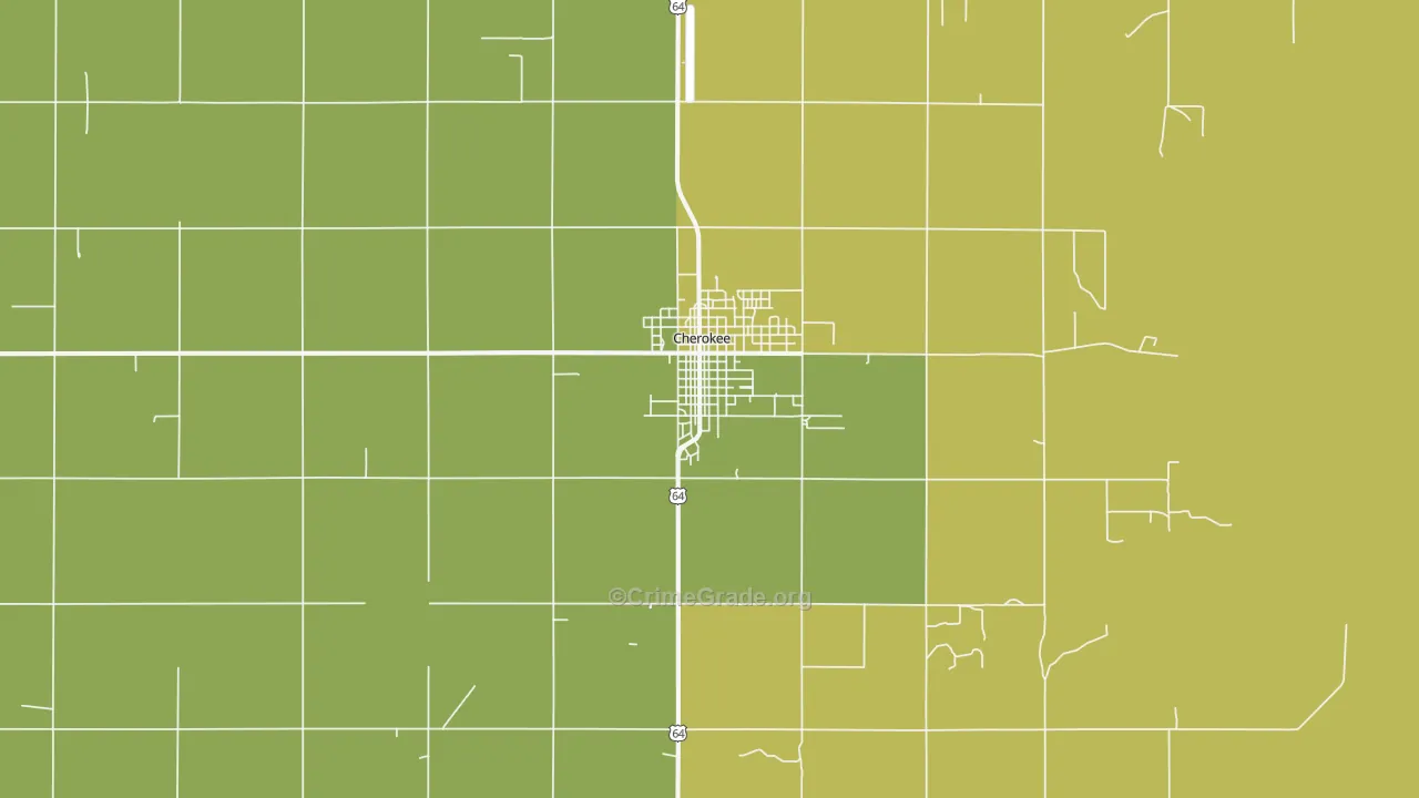 Cherokee, OK Map of Theft Rates