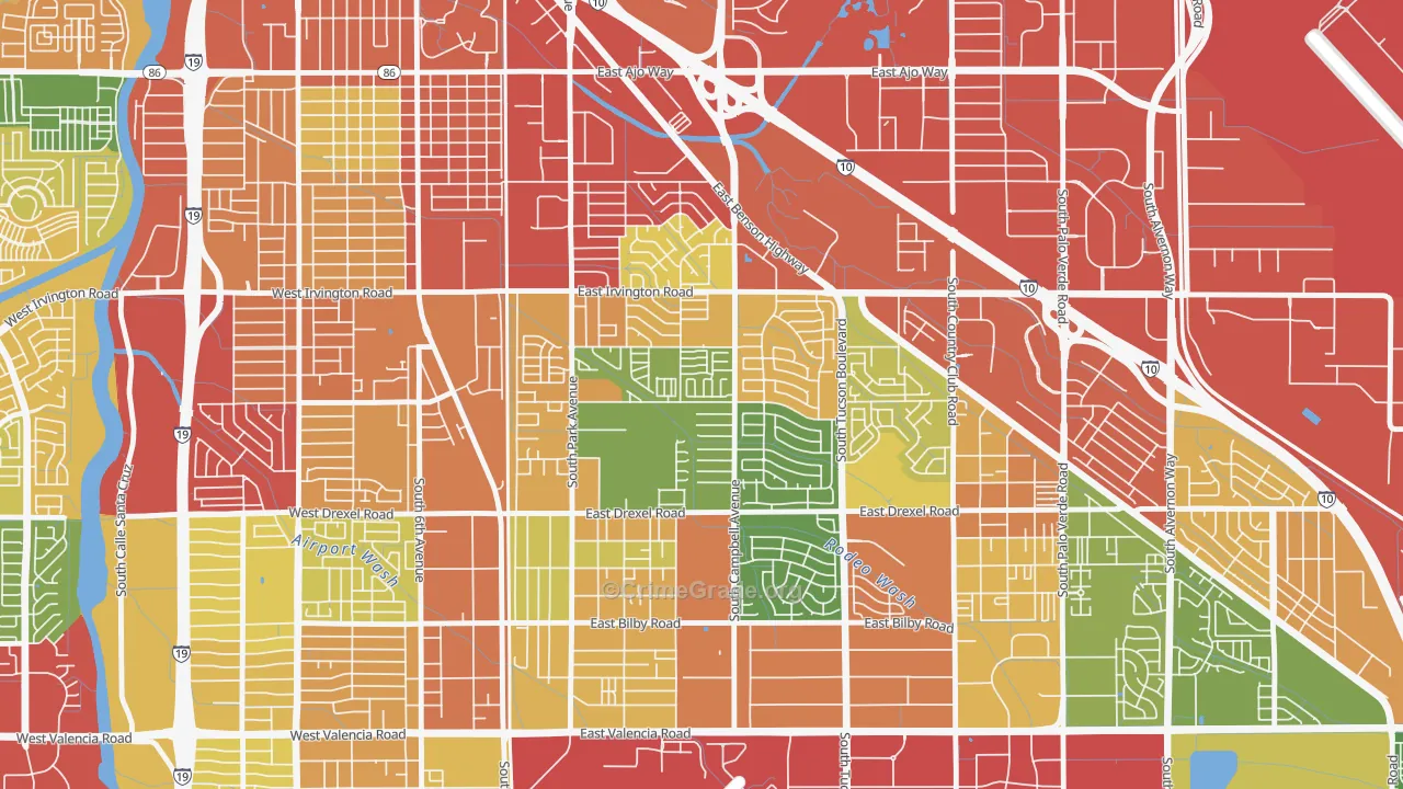 Cherry Avenue, Tucson, AZ Map of Theft Rates