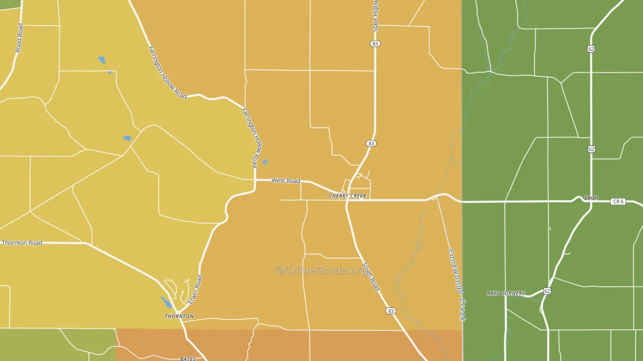 Cherry Creek, NY Map of Theft Rates