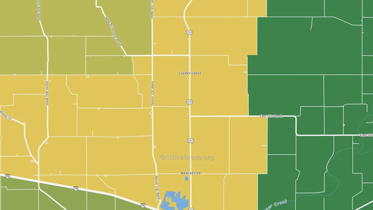 Cherry Grove, IN Map of Theft Rates