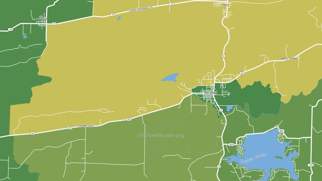 Cherry Hill, AR Map of Theft Rates