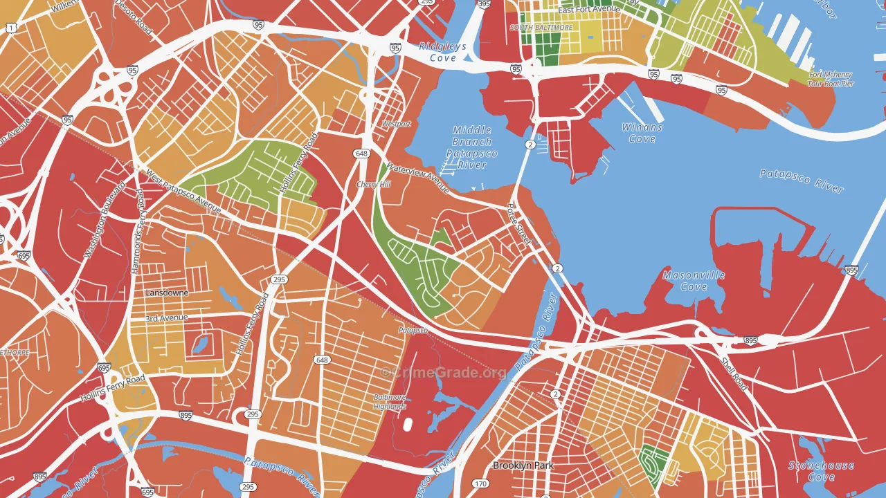 Cherry Hill, Brooklyn, MD Map of Theft Rates