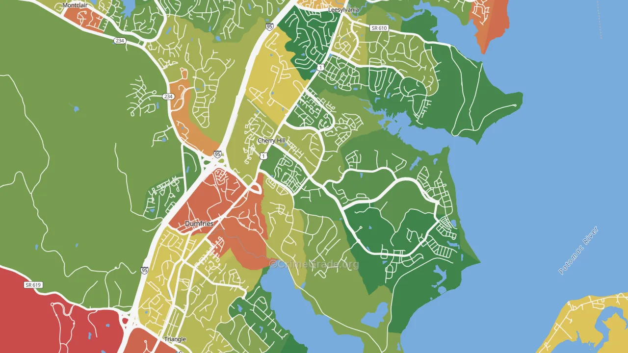 Cherry Hill, VA Map of Theft Rates