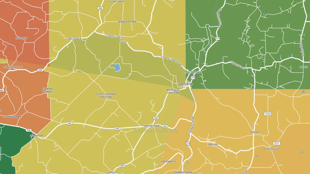 Cherry Tree, PA Map of Theft Rates