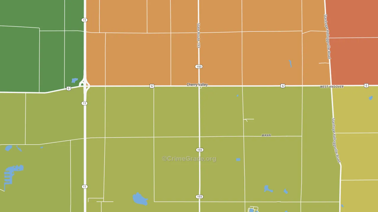 Cherry Valley, OH Map of Theft Rates