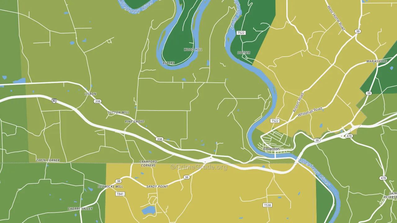 Cherry Valley, PA Map of Theft Rates