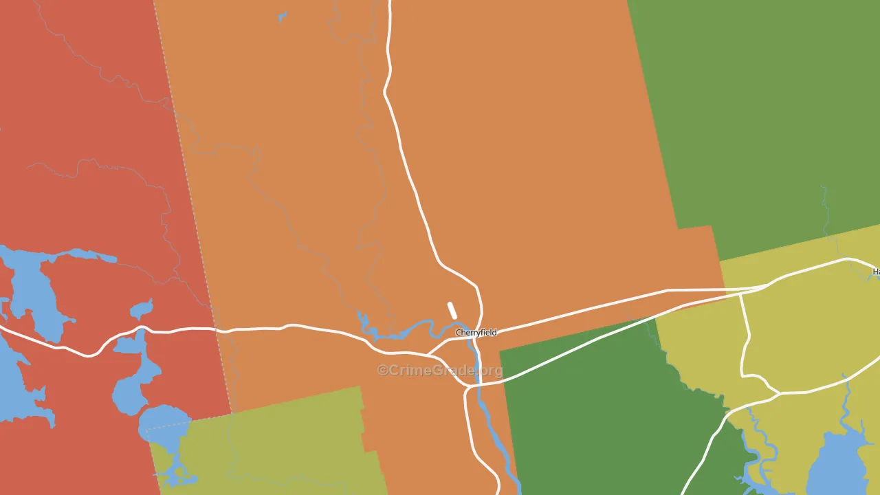 Cherryfield, ME Map of Theft Rates