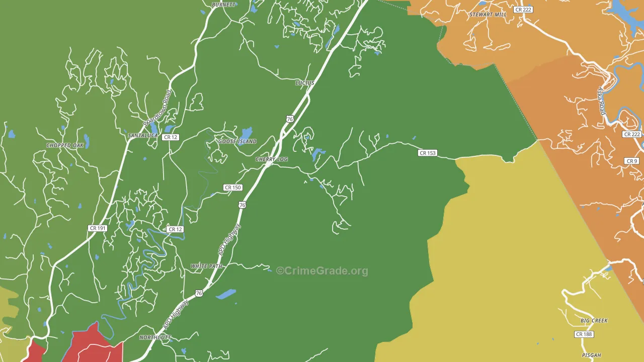 Cherrylog, GA Map of Theft Rates