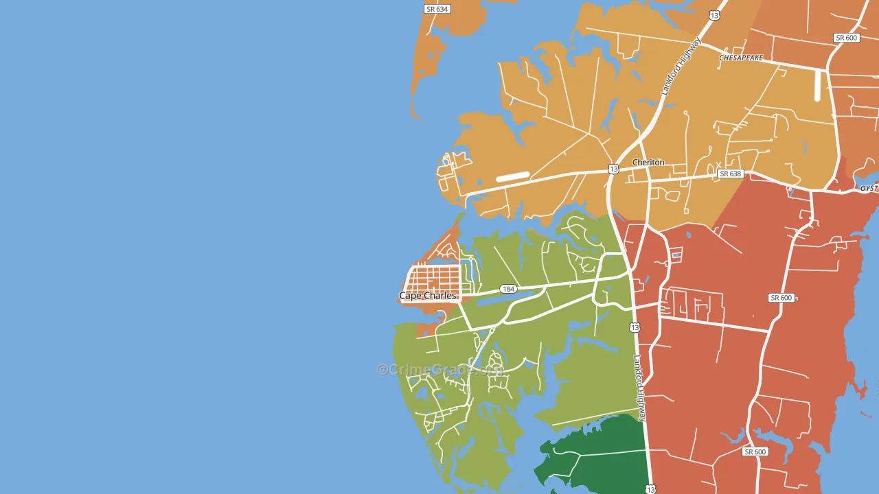 Cherrystone, VA Map of Theft Rates