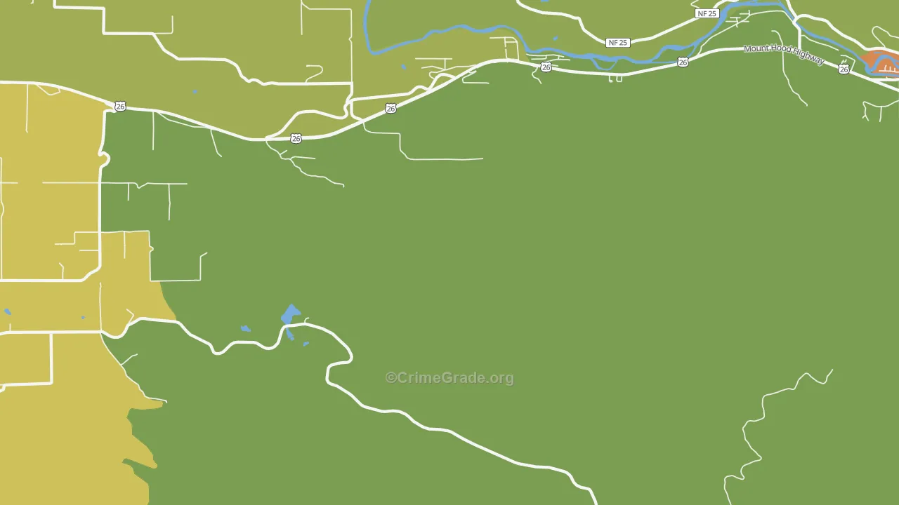 Cherryville, OR Map of Theft Rates